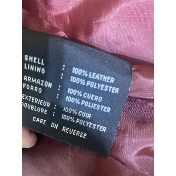 JLC New York Women Leather Coat Size L Buttery Soft Jacket Burgandy Maroon - Picture 10 of 10